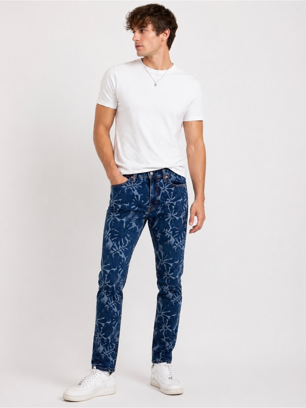 Levi's 511 Jeans Mens 32x30 Blue with Leaf Print Slim Stretch Casual NWT Rare